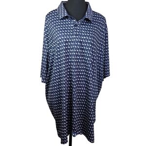 Puma Navy Blue Polo Gold Shirt With White Flamingo Pattern Size XXL